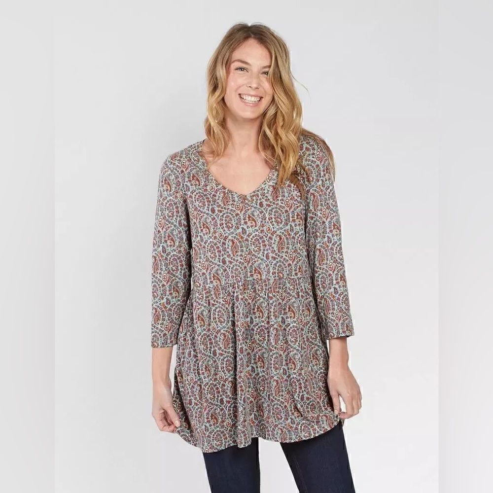 Fat Face Hailee Country Paisley Longline Top - size 12